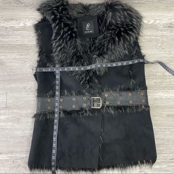 🧧SOLD🧧Rachel Zoe Black Suede Leather faux fur Vest - Picture 9 of 9